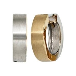 JOBO Paar Creolen, rund 585 Gold bicolor