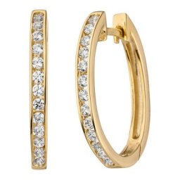 JOBO Paar Creolen, oval 375 Gold mit 26 Zirkonia