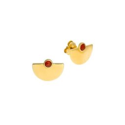 Zeeme Paar Ohrstecker 925/- Sterling Silber vergoldet Achat rot