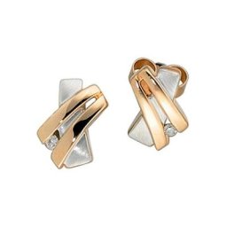 JOBO Paar Ohrstecker, 585 Roségold bicolor mit 2 Diamanten