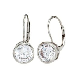 JOBO Paar Ohrhänger, rund 925 Silber mit Zirkonia