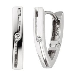 JOBO Paar Creolen, 925 Silber mit 2 Zirkonia