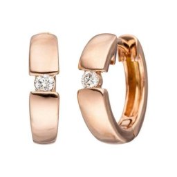 JOBO Paar Creolen, 585 Roségold mit 2 Diamanten