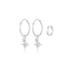 Elli Ohrring-Set Creolen Stern Earcuff (2 tlg) 925 Silber