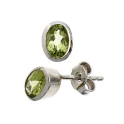 JOBO Paar Ohrstecker, oval 925 Silber mit Peridot