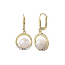Fascination by Ellen K. Paar Ohrhänger Gold 375 Perle weiß 8-8,5mm Zirkonia weiß