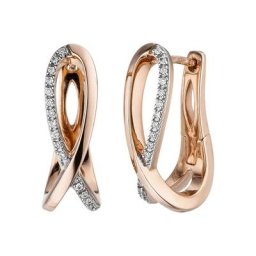 JOBO Paar Creolen, 585 Roségold mit 34 Diamanten
