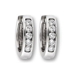 ONE ELEMENT Paar Creolen Zirkonia Ohrringe Creolen aus 333 Weißgold, Damen Gold Schmuck