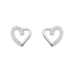 Adelia´s Paar Ohrhänger 925 Silber Ohrringe Ohrstecker Herz, mit Zirkonia Silberschmuck für Damen