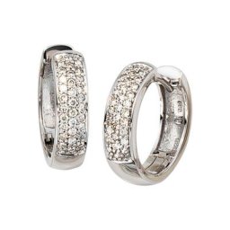 JOBO Paar Creolen, rund 585 Weißgold mit 50 Diamanten