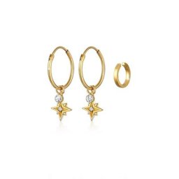 Elli Ohrring-Set Creolen Stern Earcuff (2 tlg) 925 Silber
