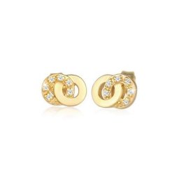 Elli DIAMONDS Paar Ohrstecker Stecker Infinity Diamanten (0.06 ct) 375 Gelbgold