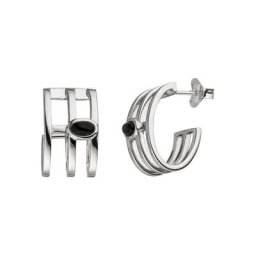 JOBO Paar Creolen, 925 Silber mit Onyx