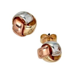 JOBO Paar Ohrstecker, Knoten 585 Gold dreifarbig tricolor