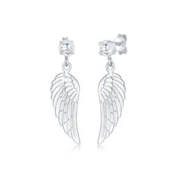 Nenalina Paar Ohrstecker Flügel Glücksbringer Zirkonia Hänger 925 Silber