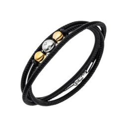 JOBO Lederarmband, Leder und Edelstahl mit Zirkonia