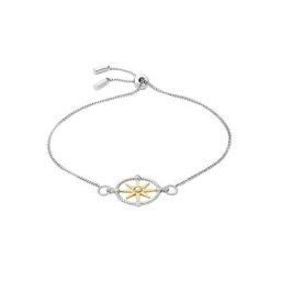 Fossil Armband Kompass, STERLING SILVER, JFS00575998, mit synth. Opal und Zirkonia