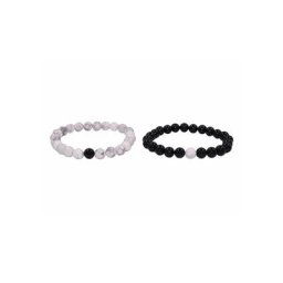 Firetti Armband Set Partnerarmband (Set, 2-tlg), Made in Germany - mit Howlith, Türkis oder Dalmatiner Jaspis und Onyx