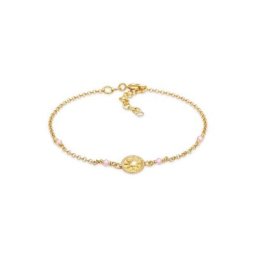 Elli Armband Coin Rund Sonne Antik Rosa Quarz 925er Silber