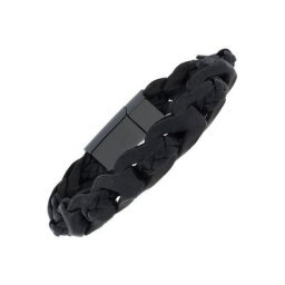 JOBO Lederarmband, 2-reihig geflochten Leder mit Keramik 21 cm