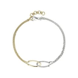 JOBO Goldarmband, 2-reihig 585 Gold bicolor mit 18 Diamanten 19,5 cm