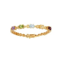 Firetti Armband mehrfarbig, vergoldet, glänzend, mit Amethyst, Peridot, Blautopas, Citrin, Granat