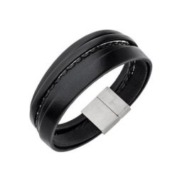 JOBO Lederarmband, 5-reihig Leder und Edelstahl 21 cm