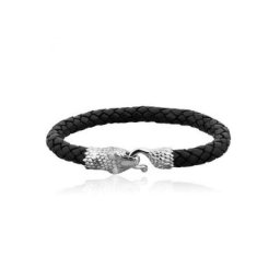 Kuzzoi Armband Herren Echtleder Schlange Geflochten 925 Silber