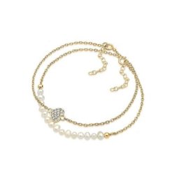 Elli Perlenarmband Set Herz Layer Kristalle Cute 925 Silber