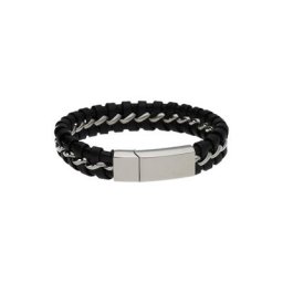 Jacques Charrel Armband mittig mit Edelstahlösen, Leder schwarz, Edelstahl