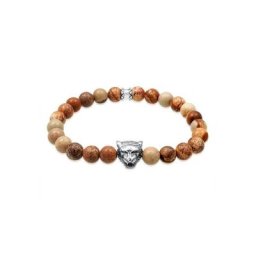 Kuzzoi Armband Herren Achat Tigerkopf Bead Oxidiert 925 Silber
