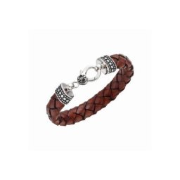 GIORGIO MARTELLO MILANO Armband mit Ornament, teilweise oxydiert, Leder braun, Silber 925
