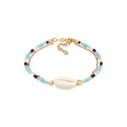 Elli Armband Kauri Muschel Kugelkette Maritim Bunt 925 Silber