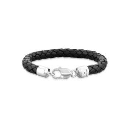 Kuzzoi Armband Herren Echtleder Geflochten Karabiner 925 Silber