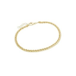 Luigi Merano Armband 2-reihig, Kordelkette und Kugelkette, Gold 375