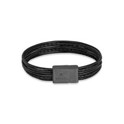 Kuzzoi Armband Leder 6-reihig Magnet Basic 925 Silber oxidiert
