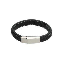 Jacques Charrel Armband schwarzes Leder, Edelstahl
