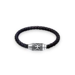 Kuzzoi Armband Herren Leder Logo Magnet-Verschluß 925 Silber