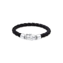 Kuzzoi Armband Herren Lederarmband Kastenverschluss 925 Silber
