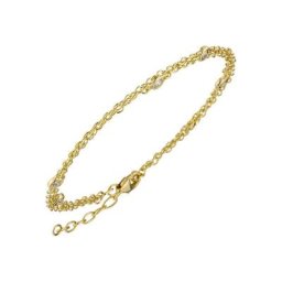 JOBO Armband, 2-reihig 925 Silber vergoldet mit Zirkonia 21 cm