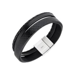 JOBO Lederarmband, 4-reihig Leder und Edelstahl 21 cm