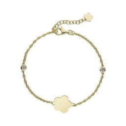 JOBO Silberarmband Blume, 925 Silber vergoldet mit 2 Zirkonia 22 cm