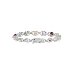 Firetti Silberarmband bunte Steine, rhodiniert, glänzend, massiv, mit Diamant, Granat, Blautopas, Peridot, Citrin, Amethyst