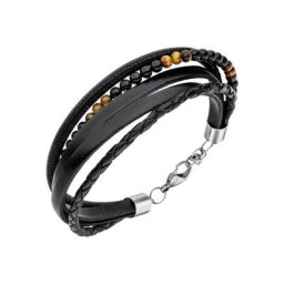 JOBO Lederarmband, Leder Onyx Tigerauge 23 cm