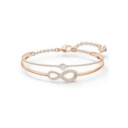 Swarovski Armreif Unendlichkeitsschleife, Infinity, weiss, Rosé vergoldet, 5518871, mit Swarovski® Kristallen