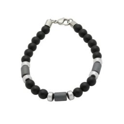 Firetti Armband Rondelle in glänzender und matter Optik, massiv, mit Onyx und Hämatit, Made in Germany