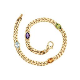 JOBO Goldarmband, 585 Gold Amethyst Aquamarin Citrin Peridot 19 cm