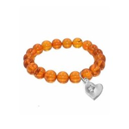Firetti Armband Herz mit Stern, Made in Germany - mit Rosenquarz oder Bernstein