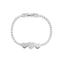 Adelia´s Edelstahlarmband Armband Herz aus Edelstahl mit Strasssteine 17 cm