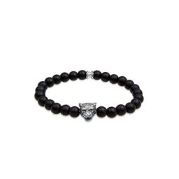 Kuzzoi Armband Herren Tiger Kopf Onyx Edelsteine Black 925 Silber